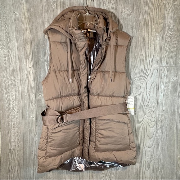 Zella Belted Puffer Vest Grey Sparrow 